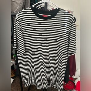 Supreme short sleeve black and white stripped shirt medium